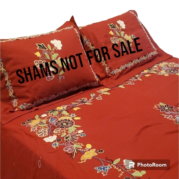 FREE SHIPPING 📬 RARE 🦄 Vintage Linen Crewel Embroidered Queen Duvet Cover - Picture 3 of 4